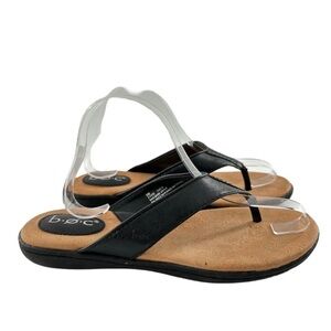 Boc born concepts sandals size 9 black faux leather vegan thong flip flops